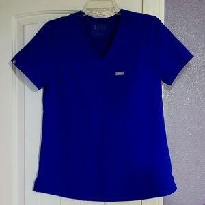 Royal blue figs scrub top